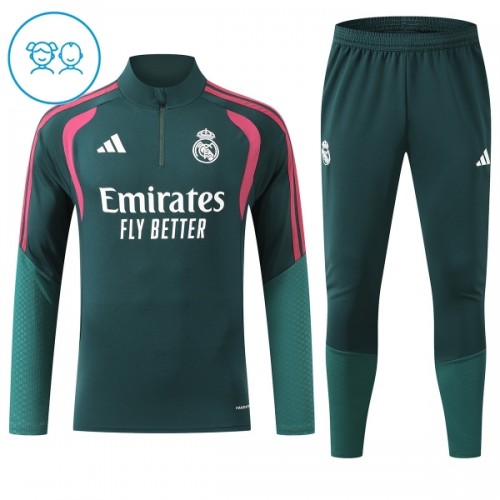 Dječji - Real Madrid Sweatshirt Za Trening 2026-27 Četvrt-Zip Zelena Dječji - Real Madrid Sweatshirt Za Trening 2026-27 Četvrt-Zip Zelena