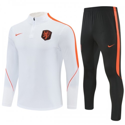 Nizozemska Sweatshirt Za Trening 2026-27 Četvrt-Zip Bijela Nizozemska Sweatshirt Za Trening 2026-27 Četvrt-Zip Bijela